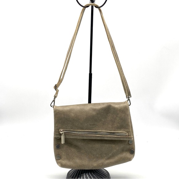 HAMMITT LOS ANGELES VIP MED PEWTER GREY  ZIP CROSSBODY Leather Clutch BAG Medium - Picture 1 of 8